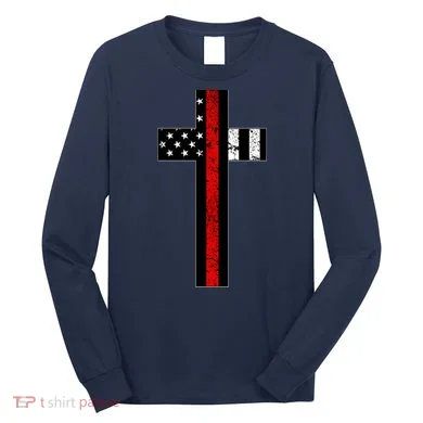 Thin Red Line Cross Firefighter Long Sleeve Shirt