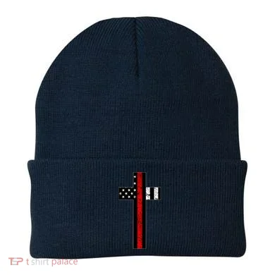 Thin Red Line Cross Firefighter Beanie