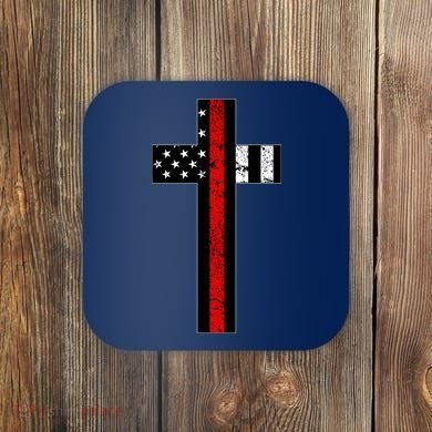 Thin Red Line Cross Firefighter Coaster