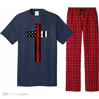 Thin Red Line Cross Firefighter Pajama Set