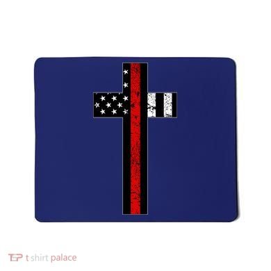 Thin Red Line Cross Firefighter Mousepad
