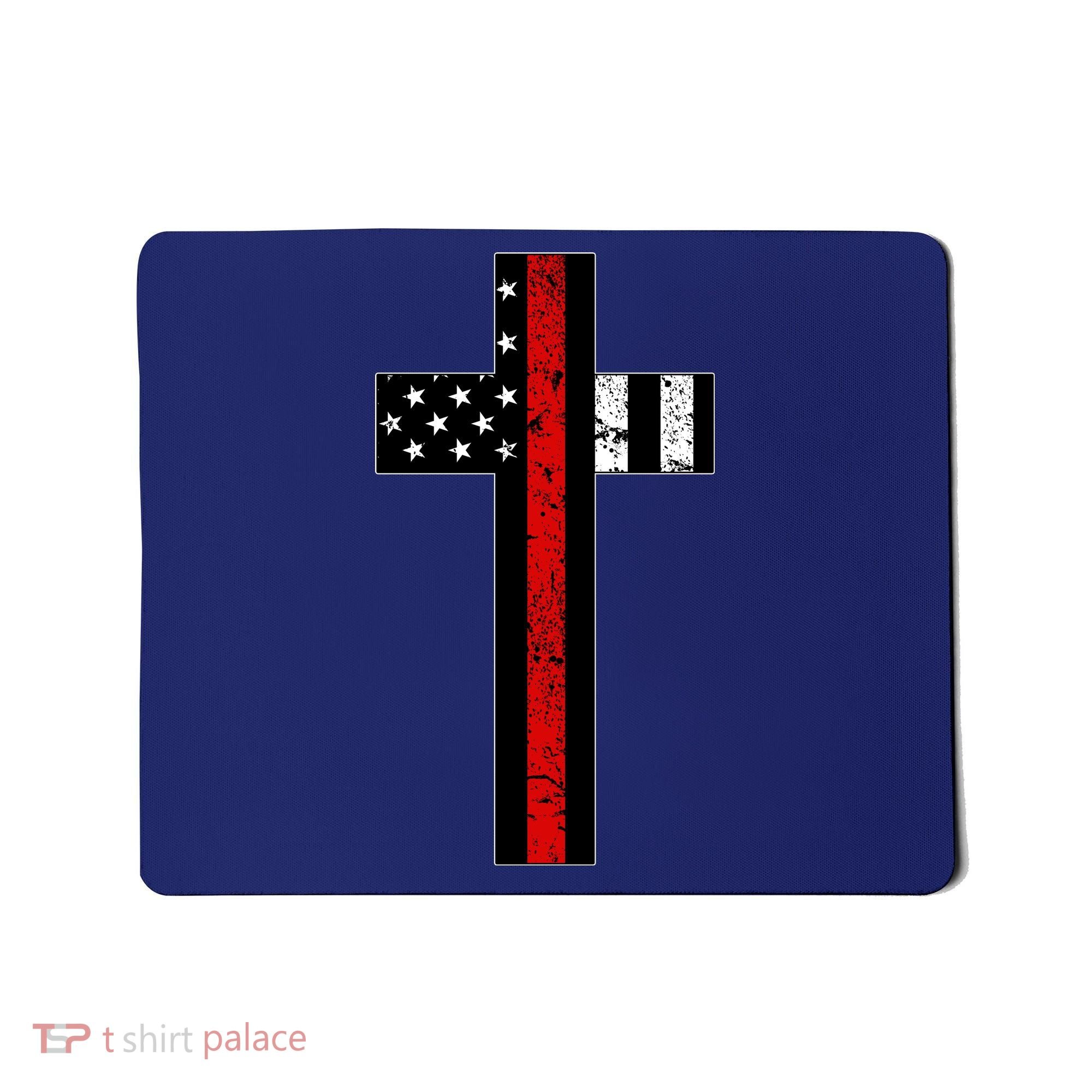 Thin Red Line Cross Firefighter Mousepad