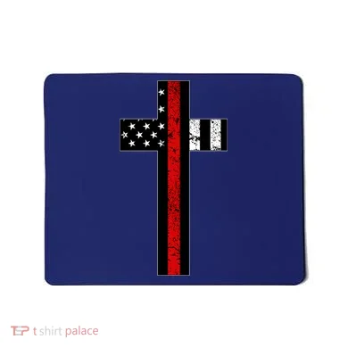 Thin Red Line Cross Firefighter Mousepad