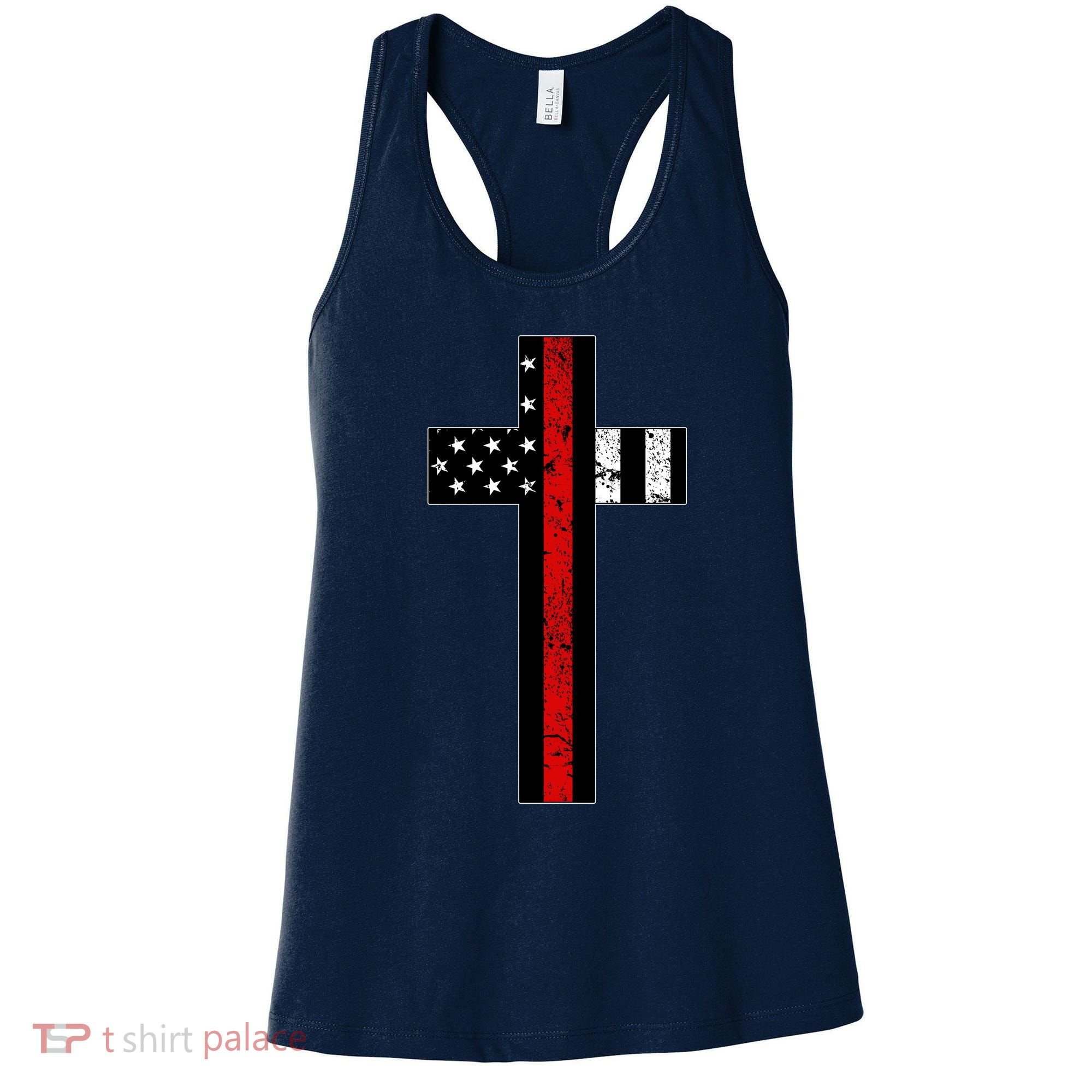 Thin Red Line Cross Firefighter Women's Tank Top