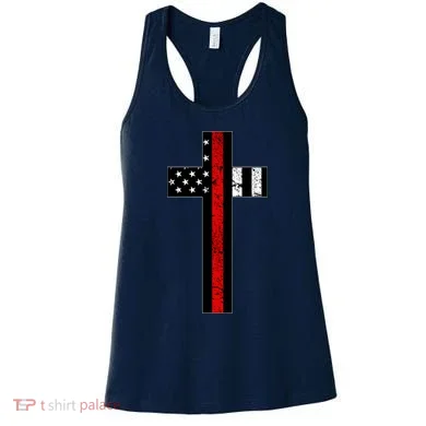 Thin Red Line Cross Firefighter Women's Tank Top