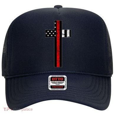 Thin Red Line Cross Firefighter Hat