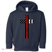 Thin Red Line Cross Firefighter Toddler Hoodie thumb 0