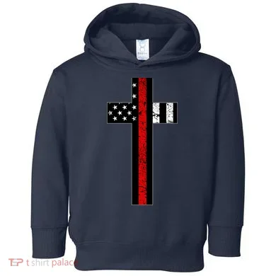 Thin Red Line Cross Firefighter Toddler Hoodie