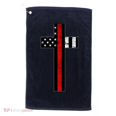 Thin Red Line Cross Firefighter Golf Towel
