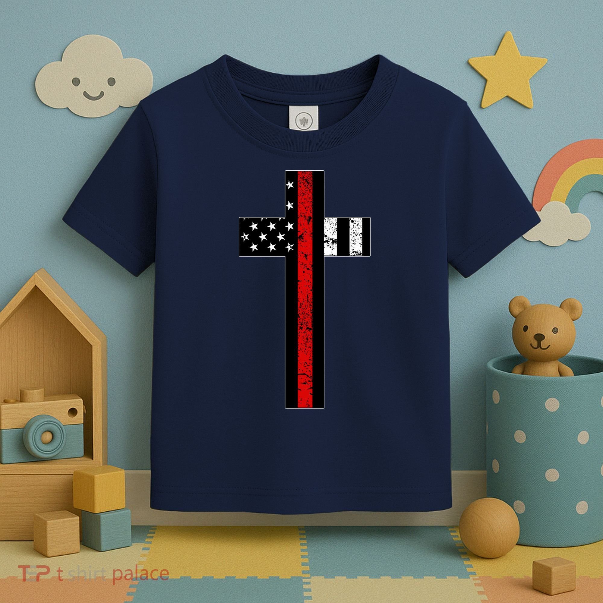 Thin Red Line Cross Firefighter Toddler T-Shirt