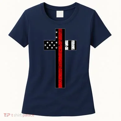 Thin Red Line Cross Firefighter Women's T-Shirt