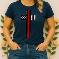 Thin Red Line Cross Firefighter Women's T-Shirt thumb 2