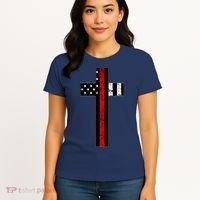 Thin Red Line Cross Firefighter Women's T-Shirt thumb 4