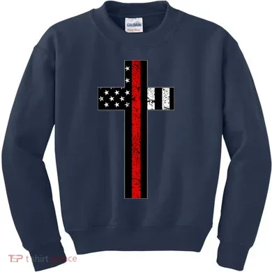 Thin Red Line Cross Firefighter Kids Sweatshirt
