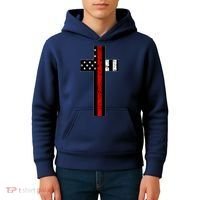 Thin Red Line Cross Firefighter Kids Hoodie thumb 4