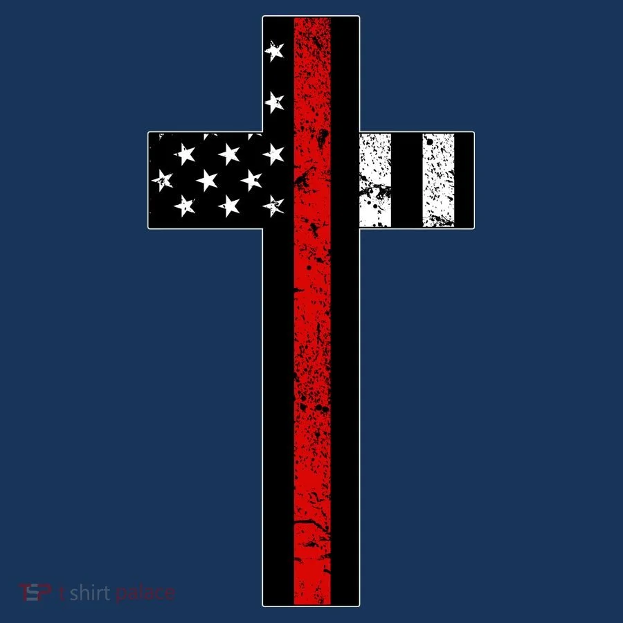 Thin Red Line Cross Firefighter Kids Hoodie