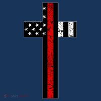 Thin Red Line Cross Firefighter Kids T-Shirt thumb 4