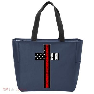 Thin Red Line Cross Firefighter Tote Bag