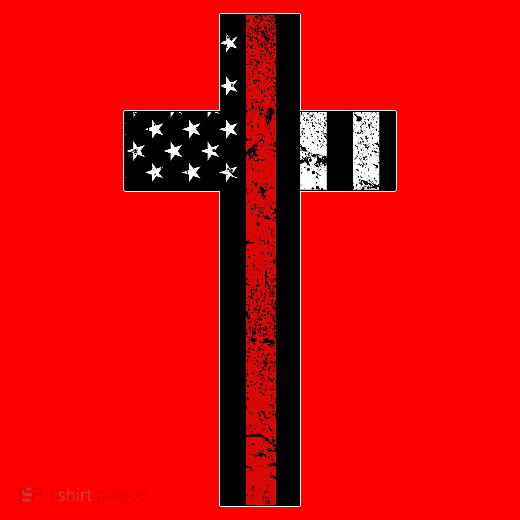 Thin Red Line Cross Firefighter Santa Hat