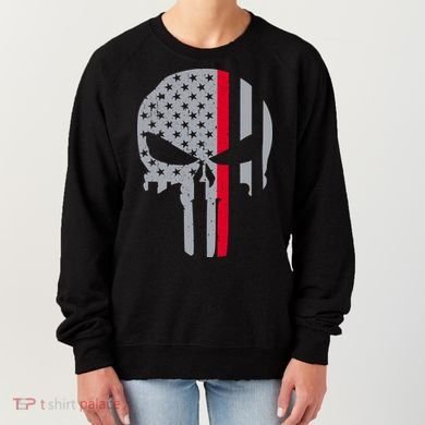 Thin Red Line Skull USA Firefighter Flag Women's Sweatshirt