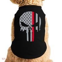 Thin Red Line Skull USA Firefighter Flag Doggie Tank thumb 0