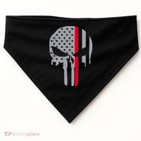 Thin Red Line Skull USA Firefighter Flag USA-Made Doggie Bandana thumb 0