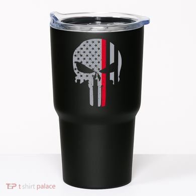 Thin Red Line Skull USA Firefighter Flag Tumbler