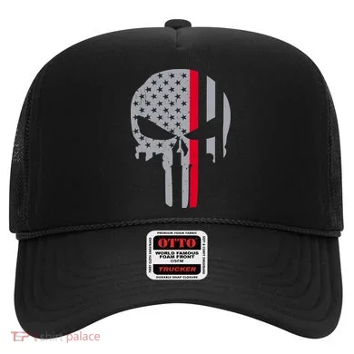 Thin Red Line Skull USA Firefighter Flag Hat