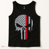 Thin Red Line Skull USA Firefighter Flag Tank Top thumb 2