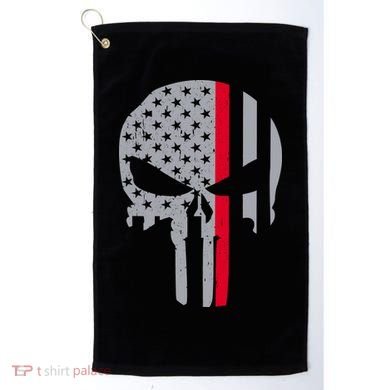 Thin Red Line Skull USA Firefighter Flag Golf Towel