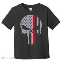 Thin Red Line Skull USA Firefighter Flag Toddler T-Shirt thumb 0