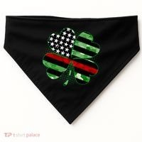 Thin Red Line St Patrick's Day Irish Clover USA-Made Doggie Bandana thumb 0