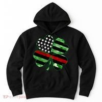 Thin Red Line St Patrick's Day Irish Clover Hoodie thumb 0