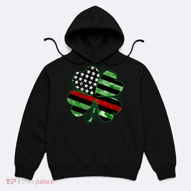 Thin Red Line St Patrick's Day Irish Clover Hoodie