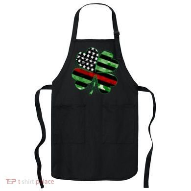 Thin Red Line St Patrick's Day Irish Clover Apron