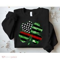 Thin Red Line St Patrick's Day Irish Clover Sweatshirt thumb 2