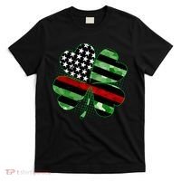 Thin Red Line St Patrick's Day Irish Clover T-Shirt thumb 0