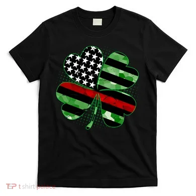 Thin Red Line St Patrick's Day Irish Clover T-Shirt