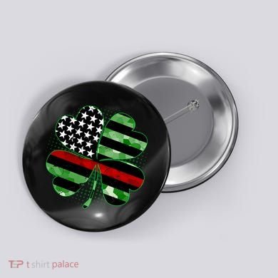 Thin Red Line St Patrick's Day Irish Clover Button