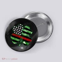 Thin Red Line St Patrick's Day Irish Clover Button thumb 0