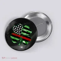 Thin Red Line St Patrick's Day Irish Clover Button thumb 0