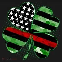 Thin Red Line St Patrick's Day Irish Clover Button thumb 1