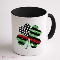 Thin Red Line St Patrick's Day Irish Clover Coffee Mug thumb 1