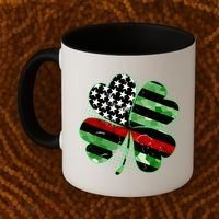 Thin Red Line St Patrick's Day Irish Clover Coffee Mug thumb 2