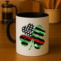 Thin Red Line St Patrick's Day Irish Clover Coffee Mug thumb 4