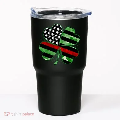 Thin Red Line St Patrick's Day Irish Clover Tumbler