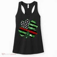 Thin Red Line St Patrick's Day Irish Clover Women's Tank Top thumb 0