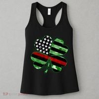 Thin Red Line St Patrick's Day Irish Clover Women's Tank Top thumb 3