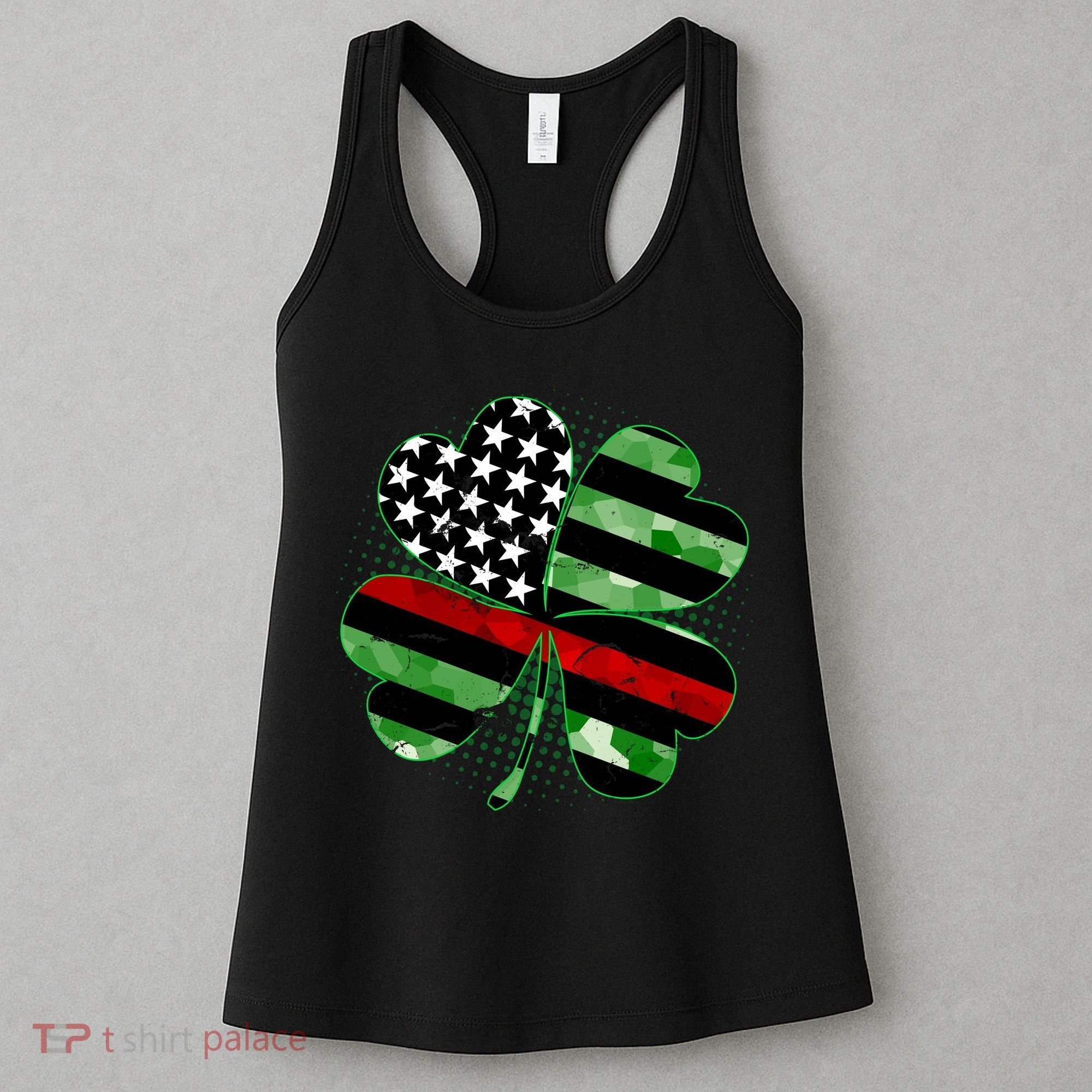 Thin Red Line St Patrick's Day Irish Clover Women's Tank Top