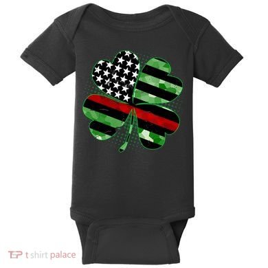Thin Red Line St Patrick's Day Irish Clover Baby Bodysuit